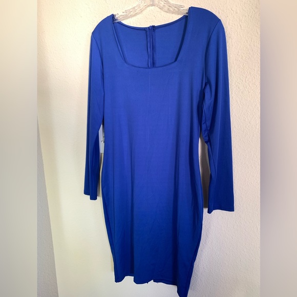 Long Sleeve Square Neck Bodycon Midi Dress - Picture 4 of 14